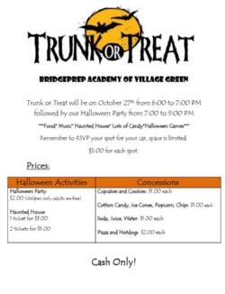 Trunk or Treat Prices 