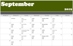 September Breakfast, Lunch and Snack Menu